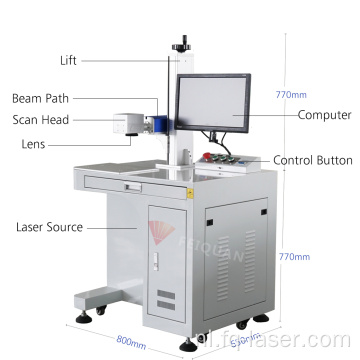 30W Fiber Laser Markering Machine voor dieptemarkering